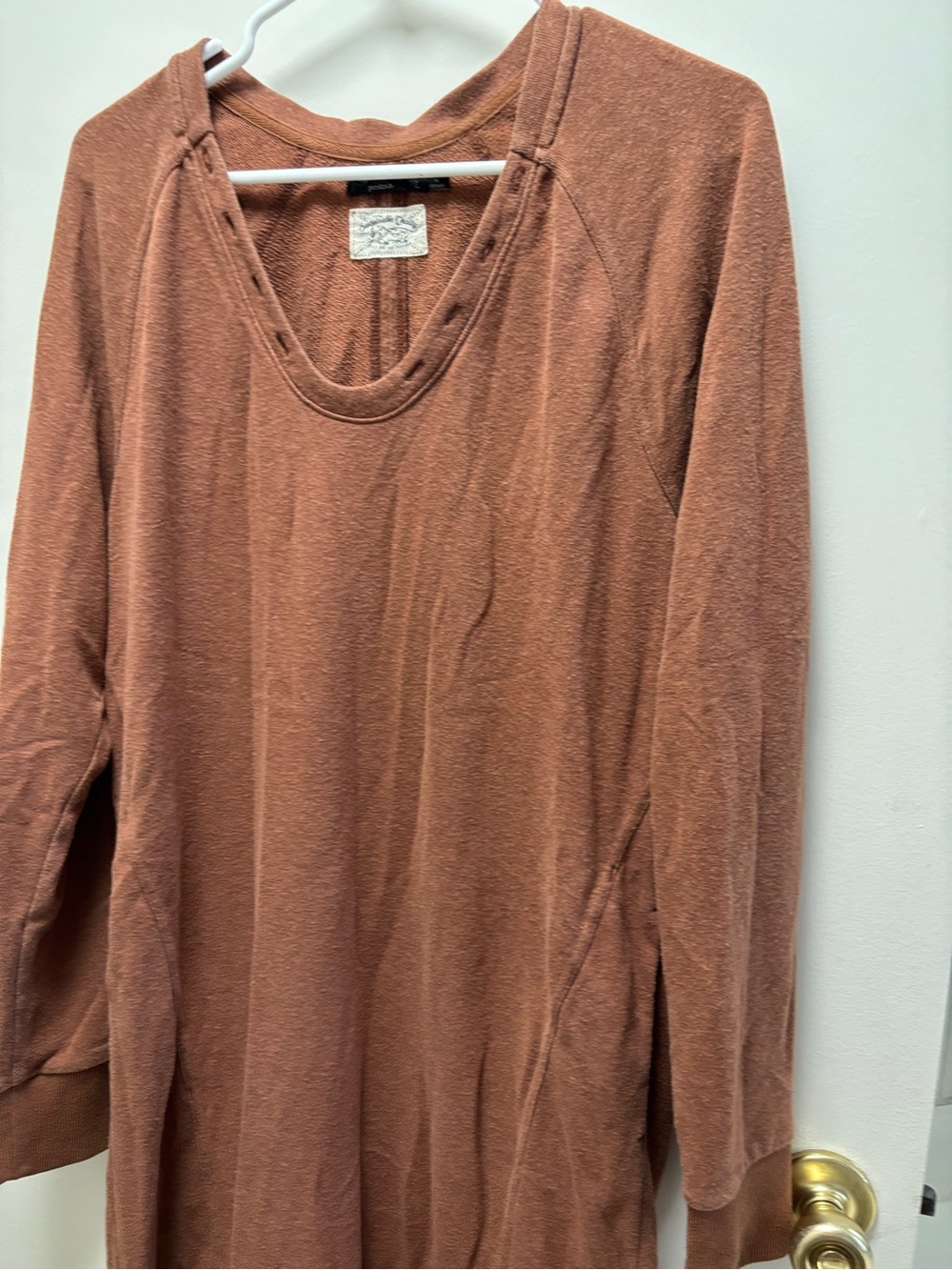 Prana Scoop-Neck Long Sleeve Tunic in Rust Brown